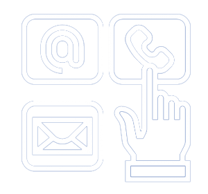 An "at" symbol, finger pointing to a telephone, and envelope showing ways to contact Great Start to Quality.